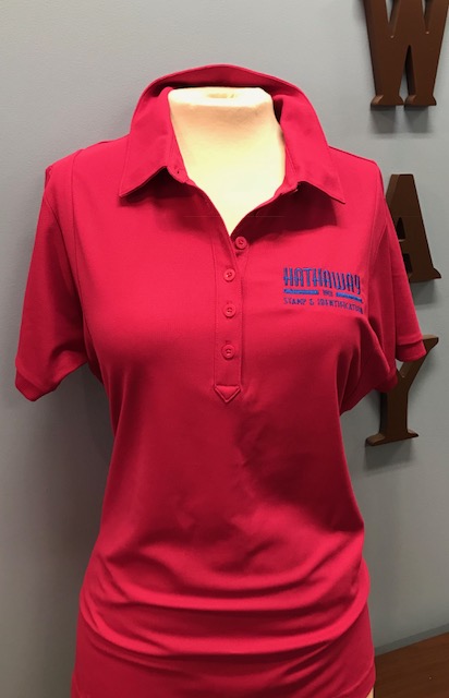 Hot Pink Polo with Royal Blue Logo